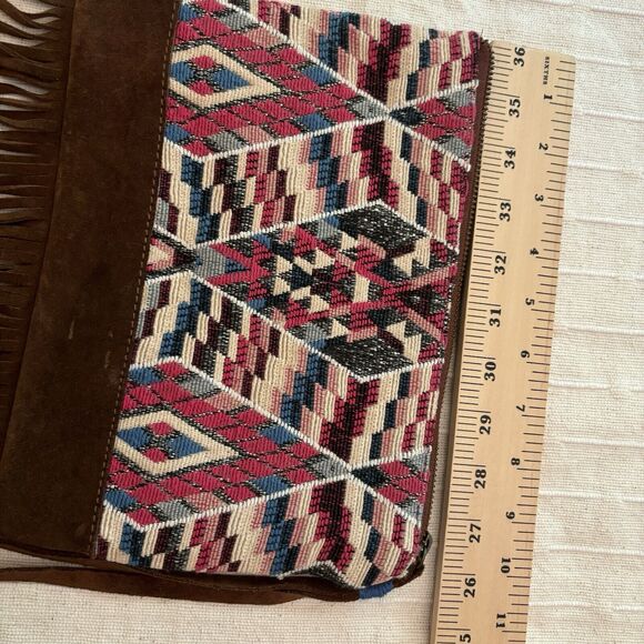 American Eagle Outfitters Brown Leather Suede Wristlet Boho Fall Western Purse - Picture 6 of 10